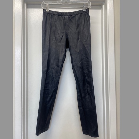 Tory Burch Black Leather Leggings Skinny Slim Pants - Picture 2 of 10